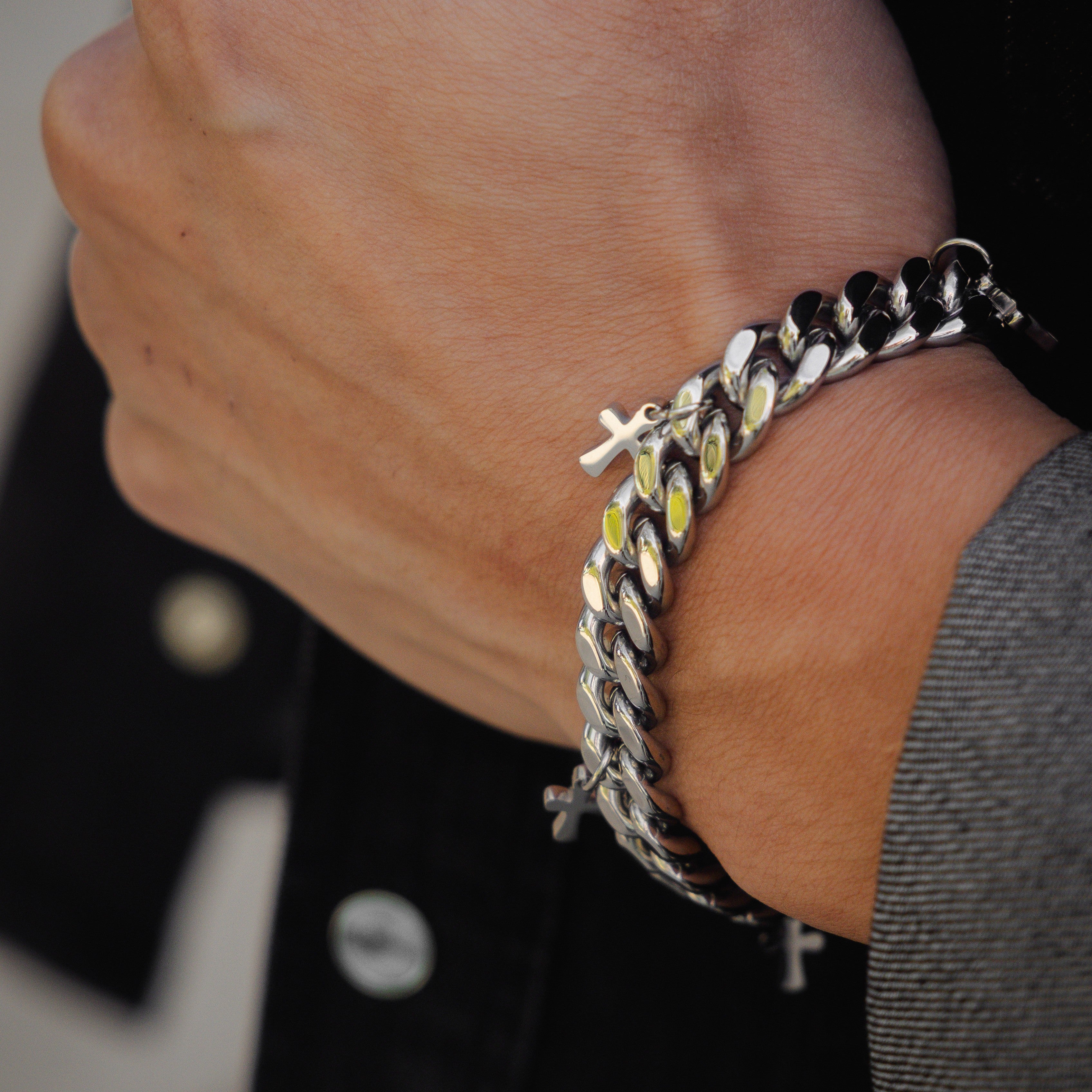 Crossed Cuban Bracelet - Silver RG3017