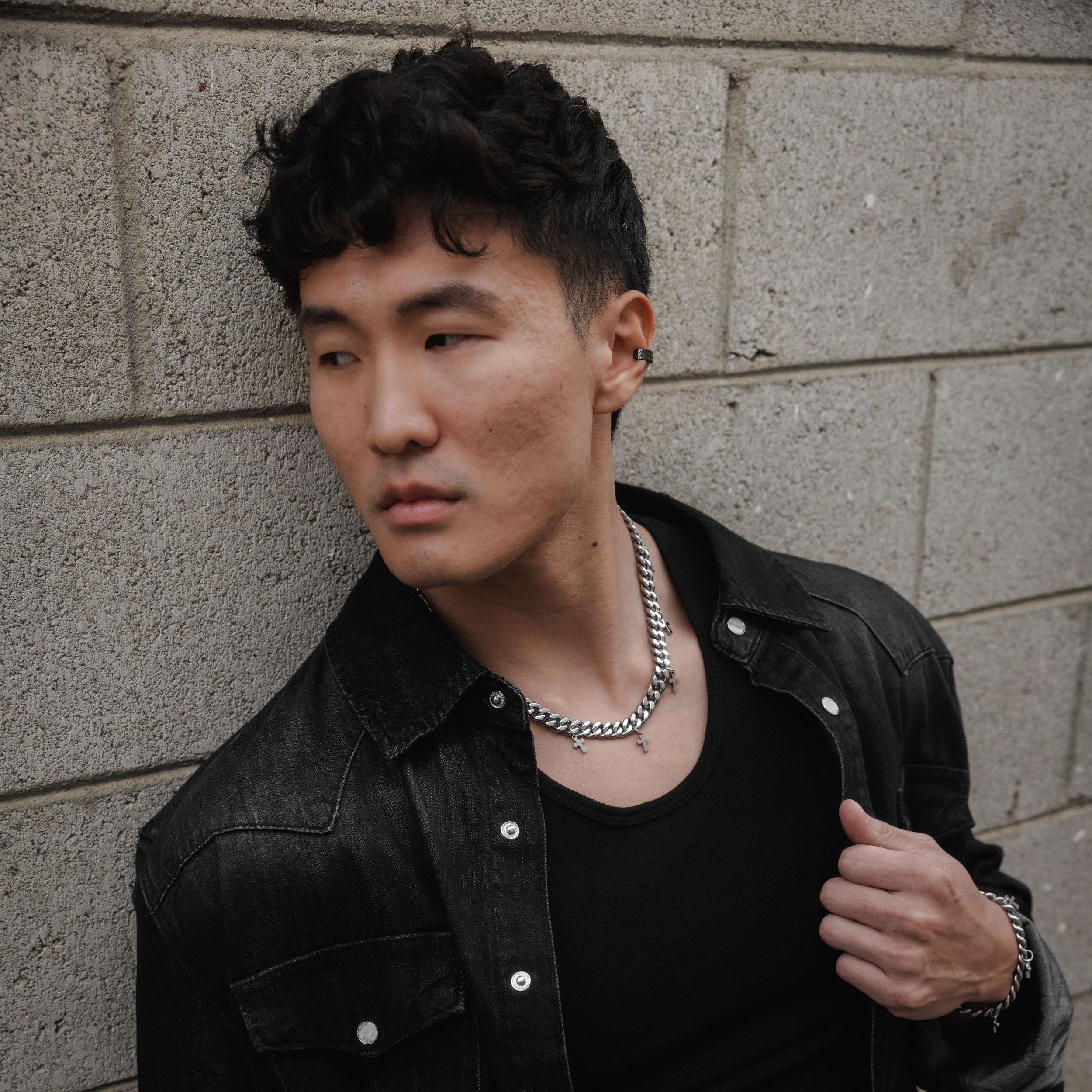 Crossed Cuban Necklace - Silver RG1030