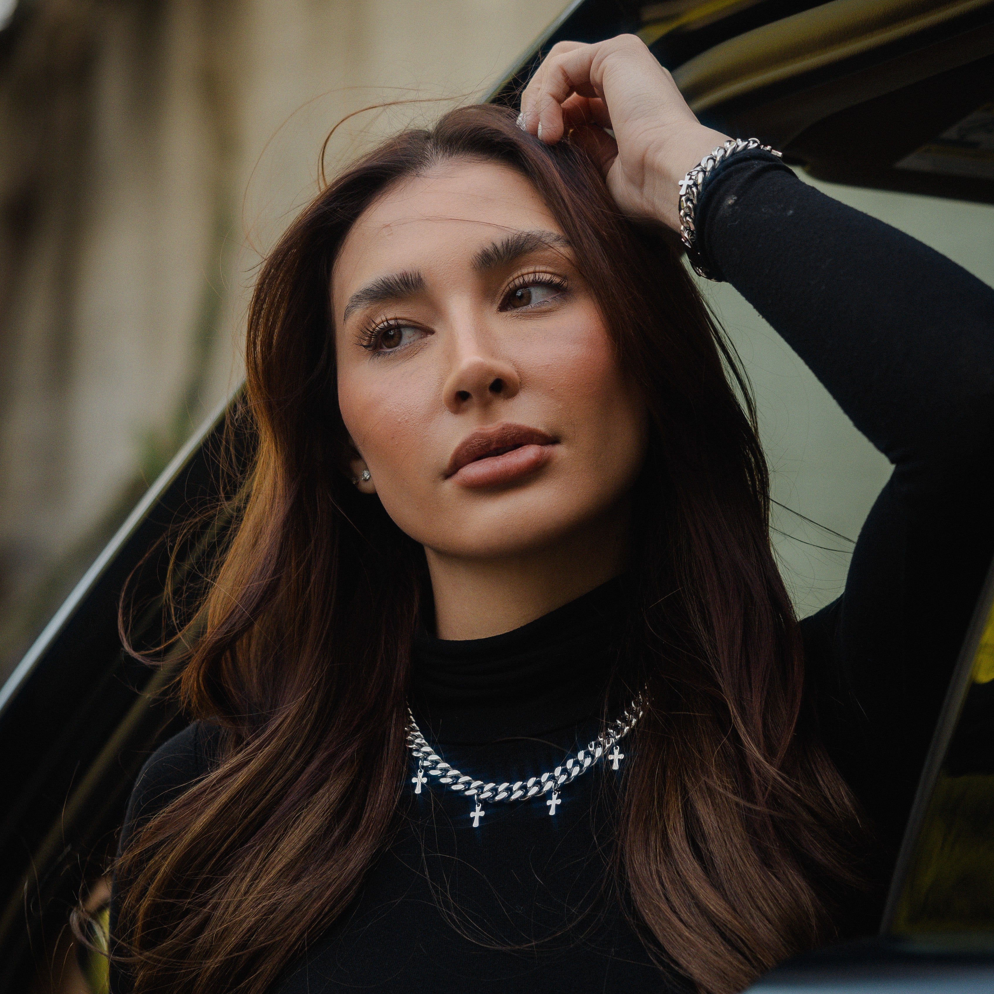 Crossed Cuban Necklace - Silver RG1030