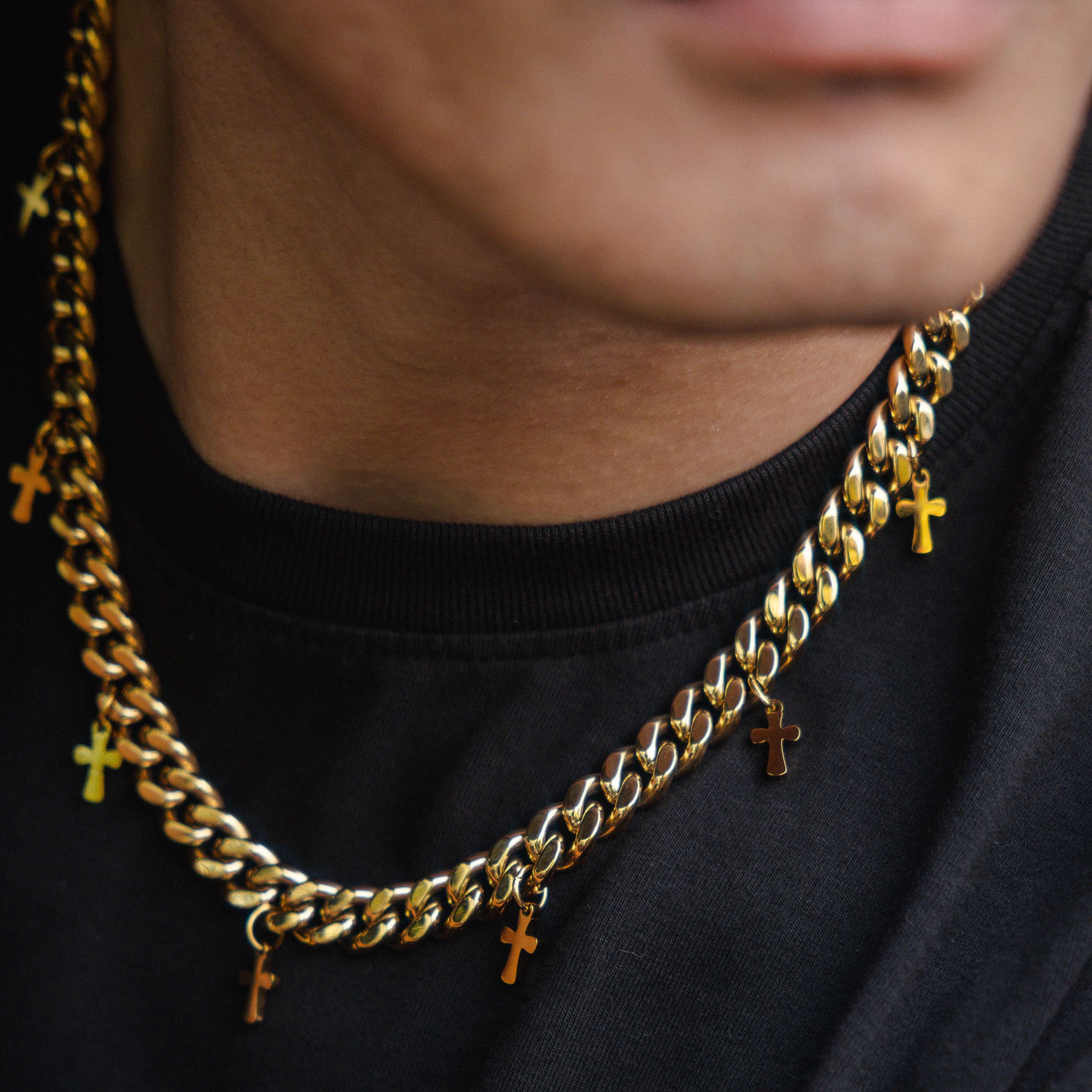 Crossed Cuban Necklace - Gold RG1031