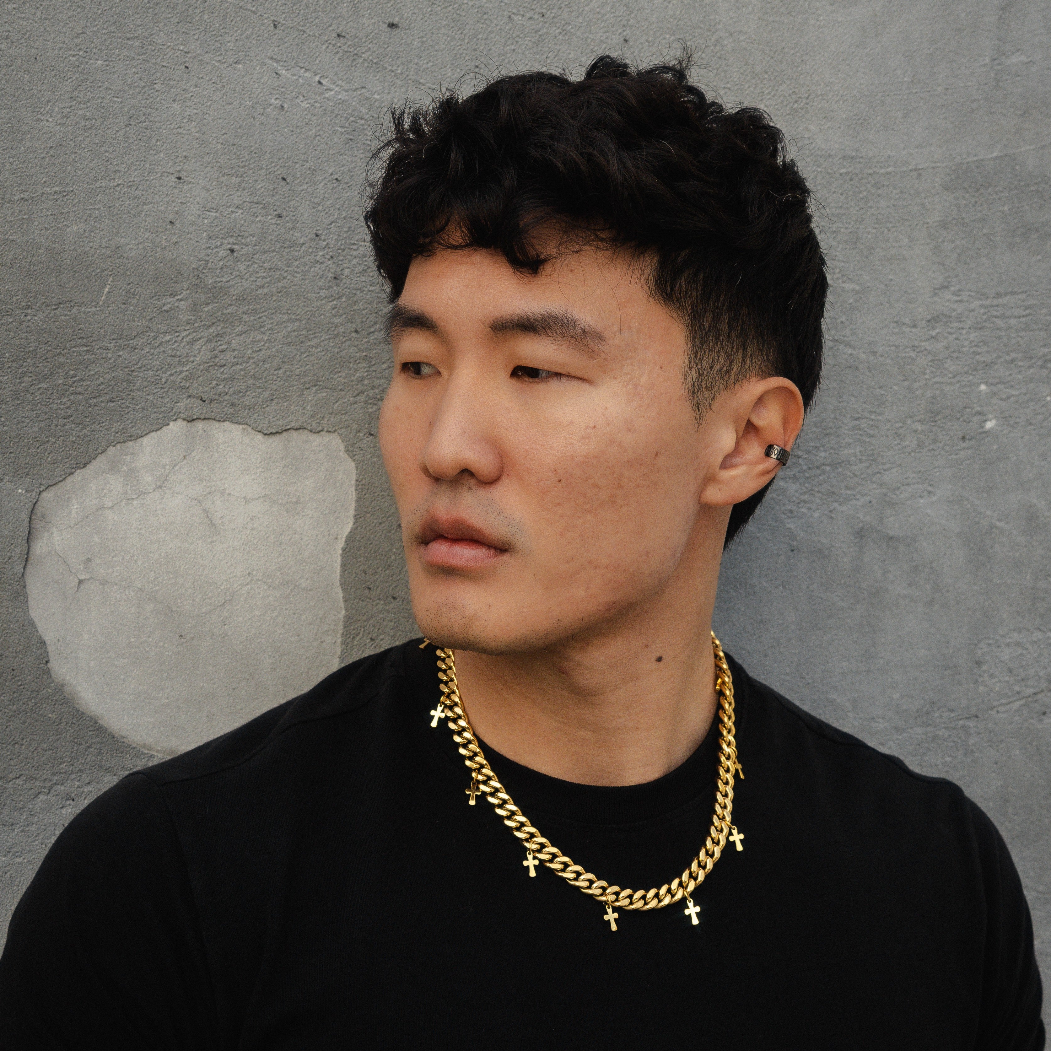 Crossed Cuban Necklace - Gold RG1031