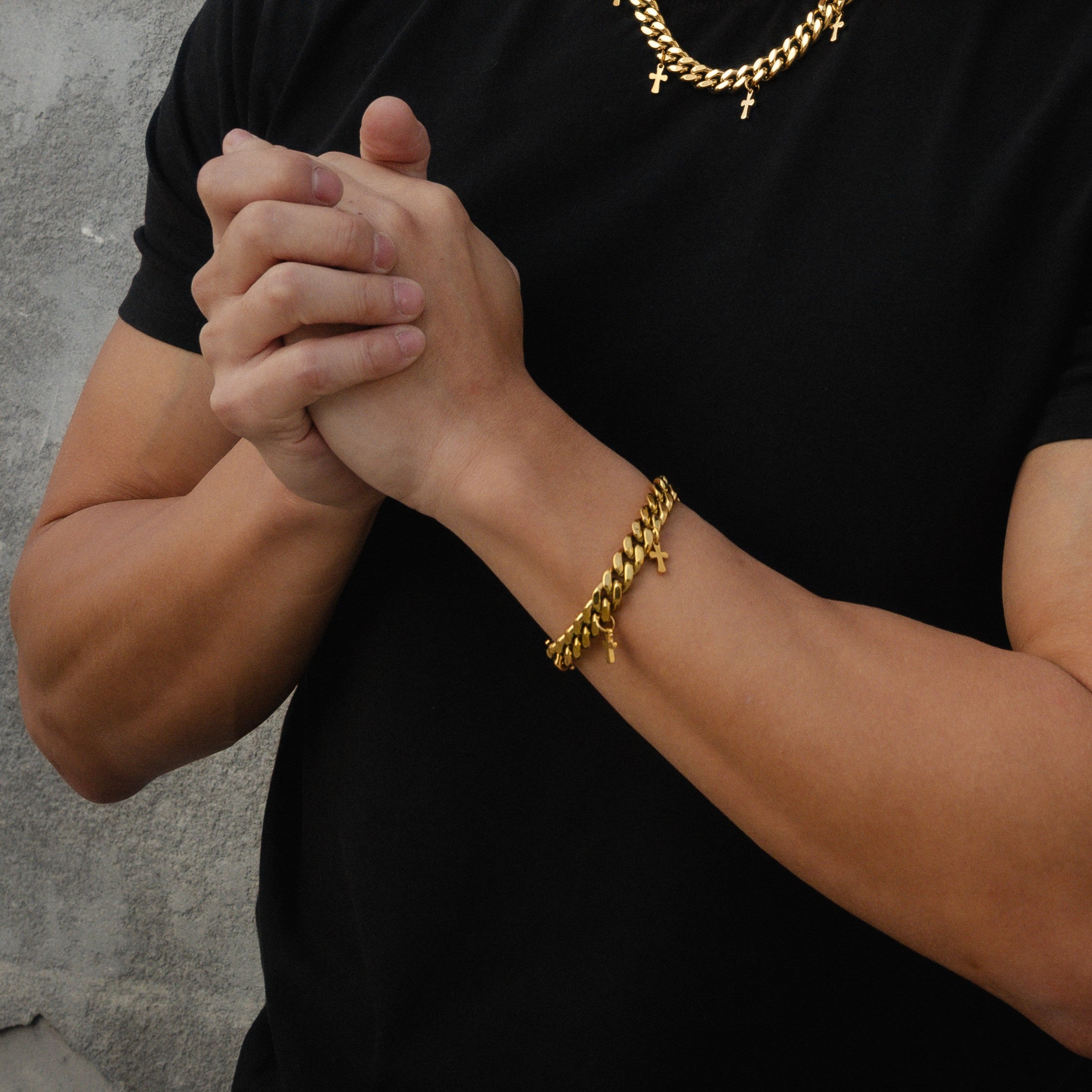 Crossed Cuban Bracelet - Gold RG3018