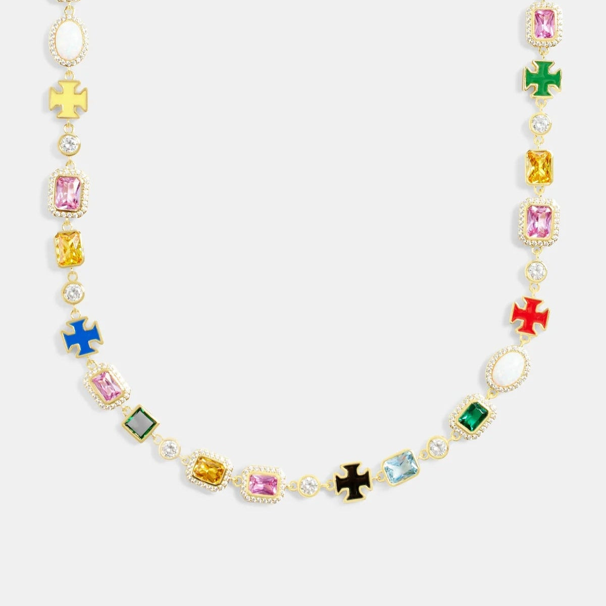 Multicolor Gemstone Motif Necklace - RG109
