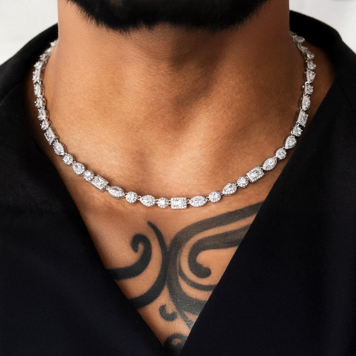 MIXED DIAMOND PAVE NECKLACE - RG108