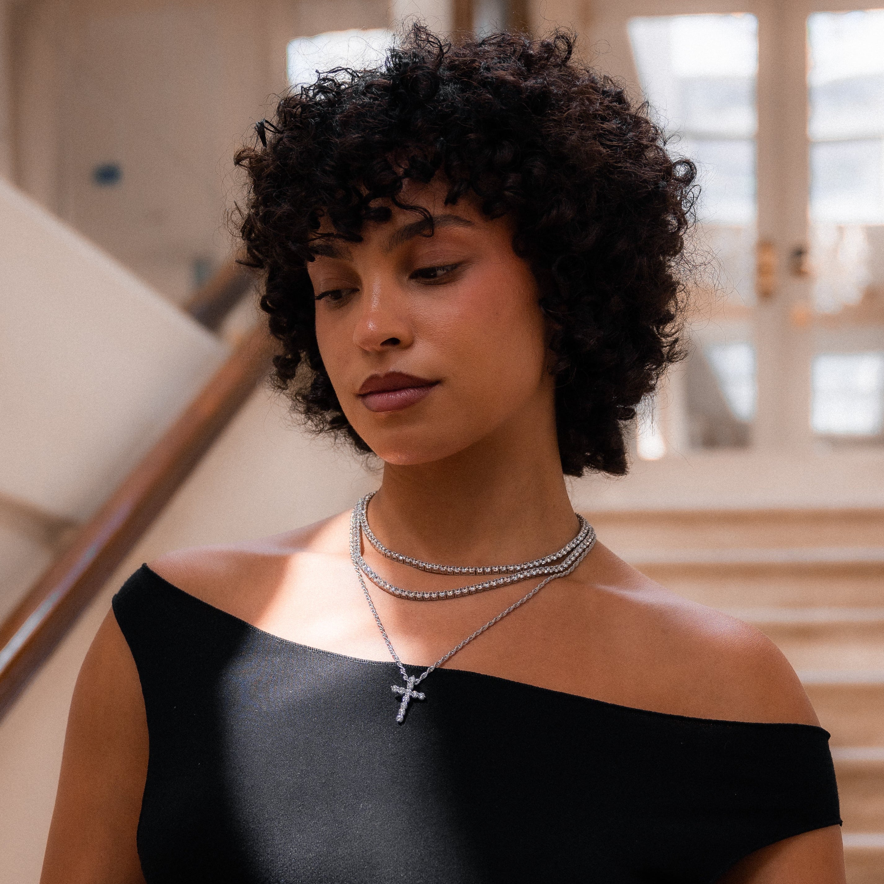 Mini Iced Cross Pendant - Silver RG111S