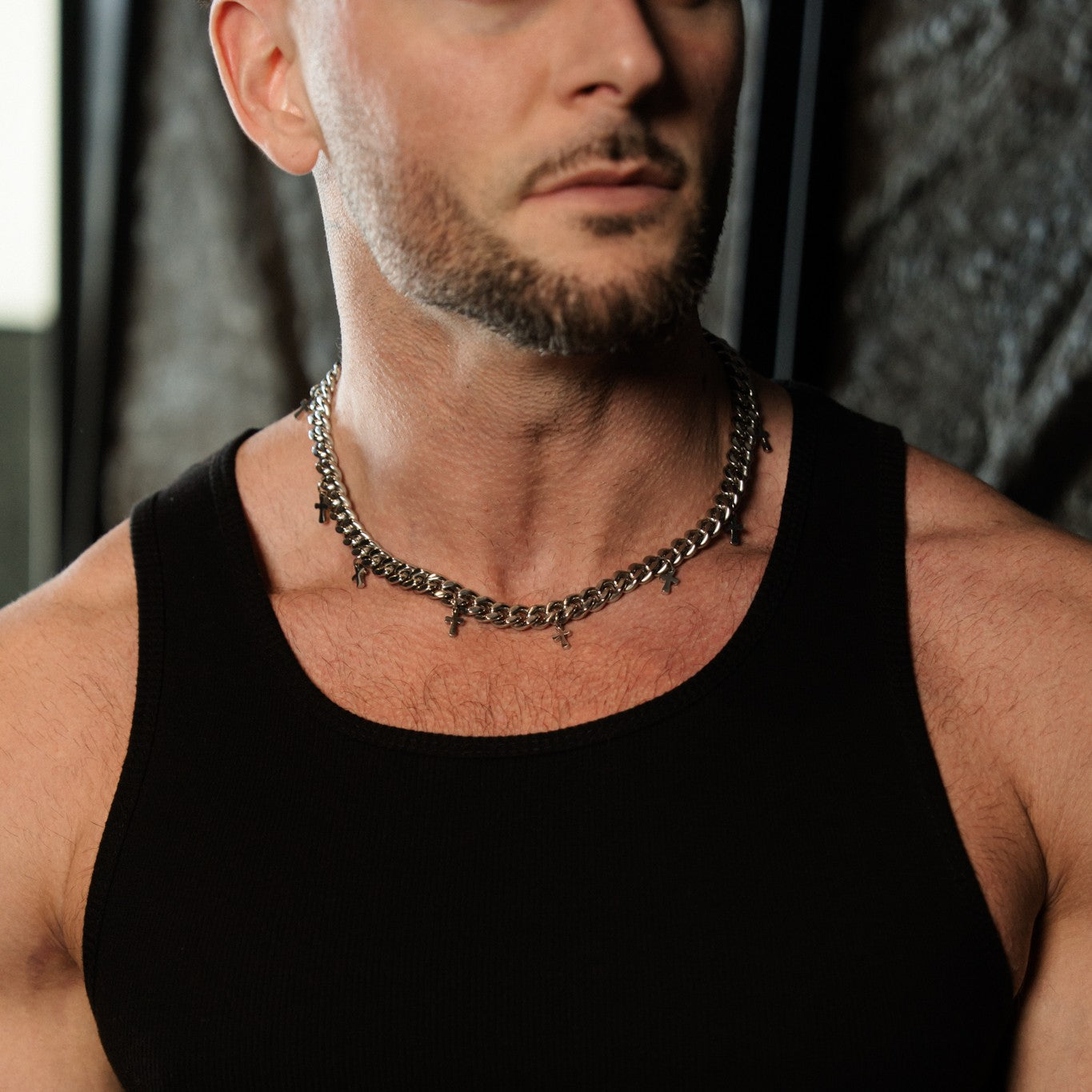 Crossed Cuban Necklace - Silver RG1030