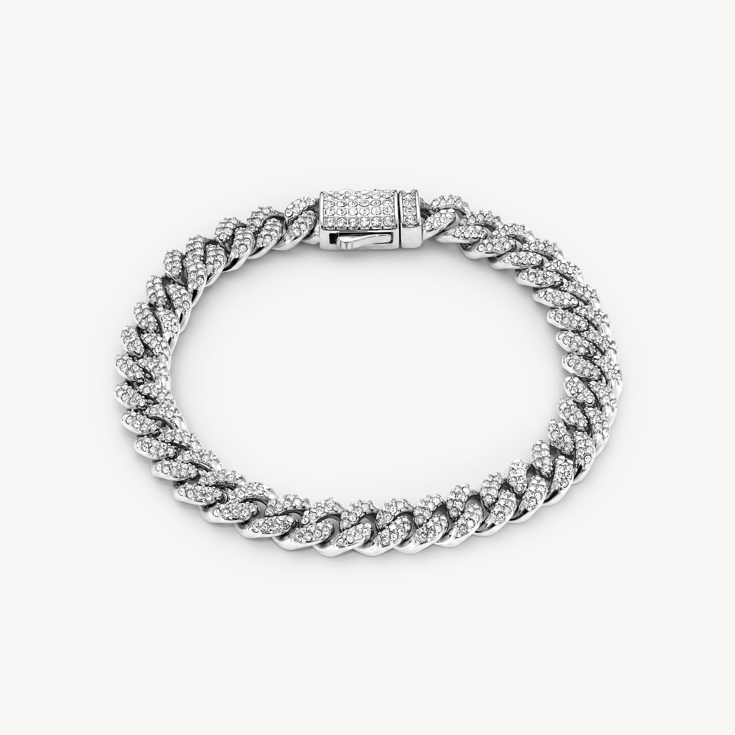 8MM ICED CUBAN BRACELET - SILVER