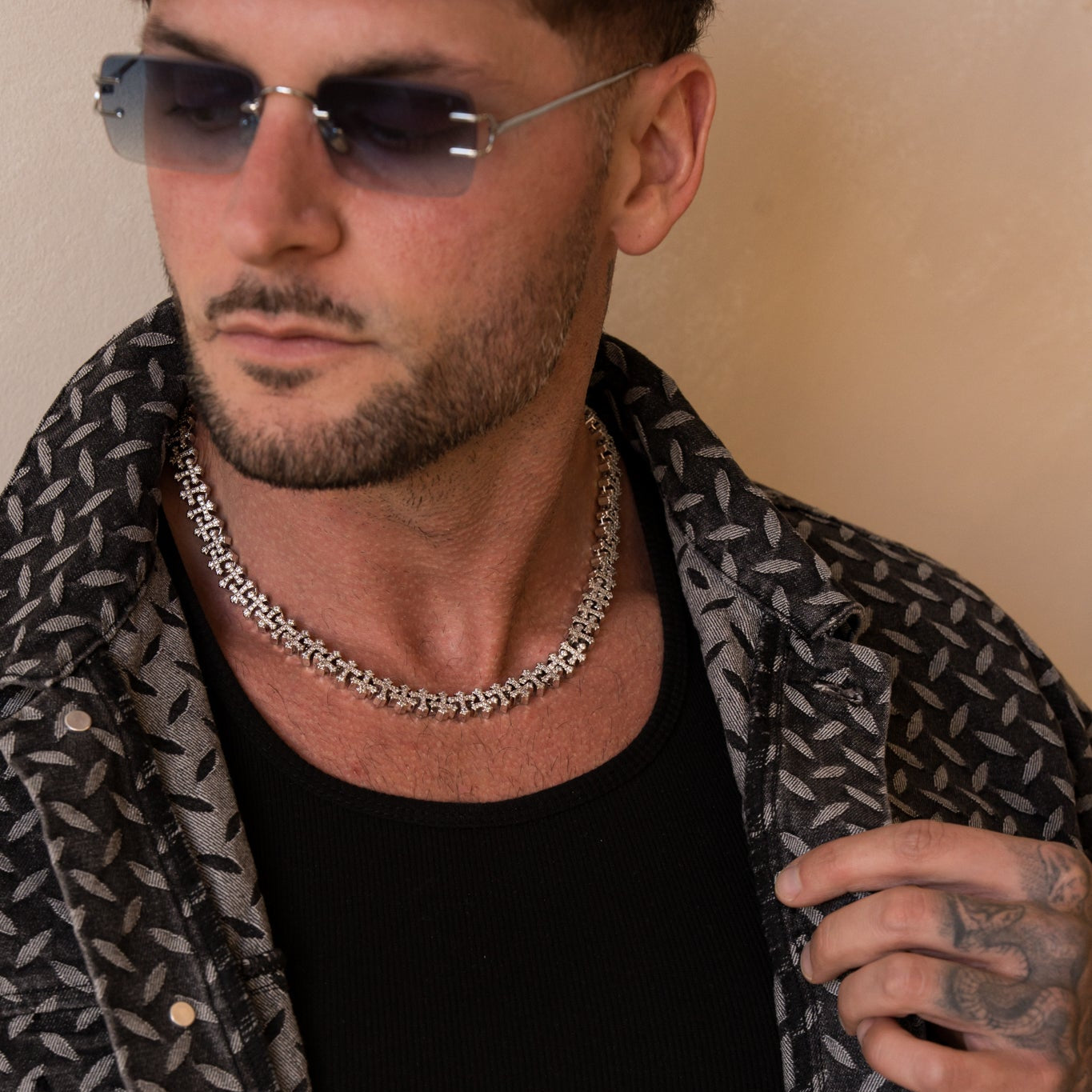 Iced Cross Linked Necklace - RG157