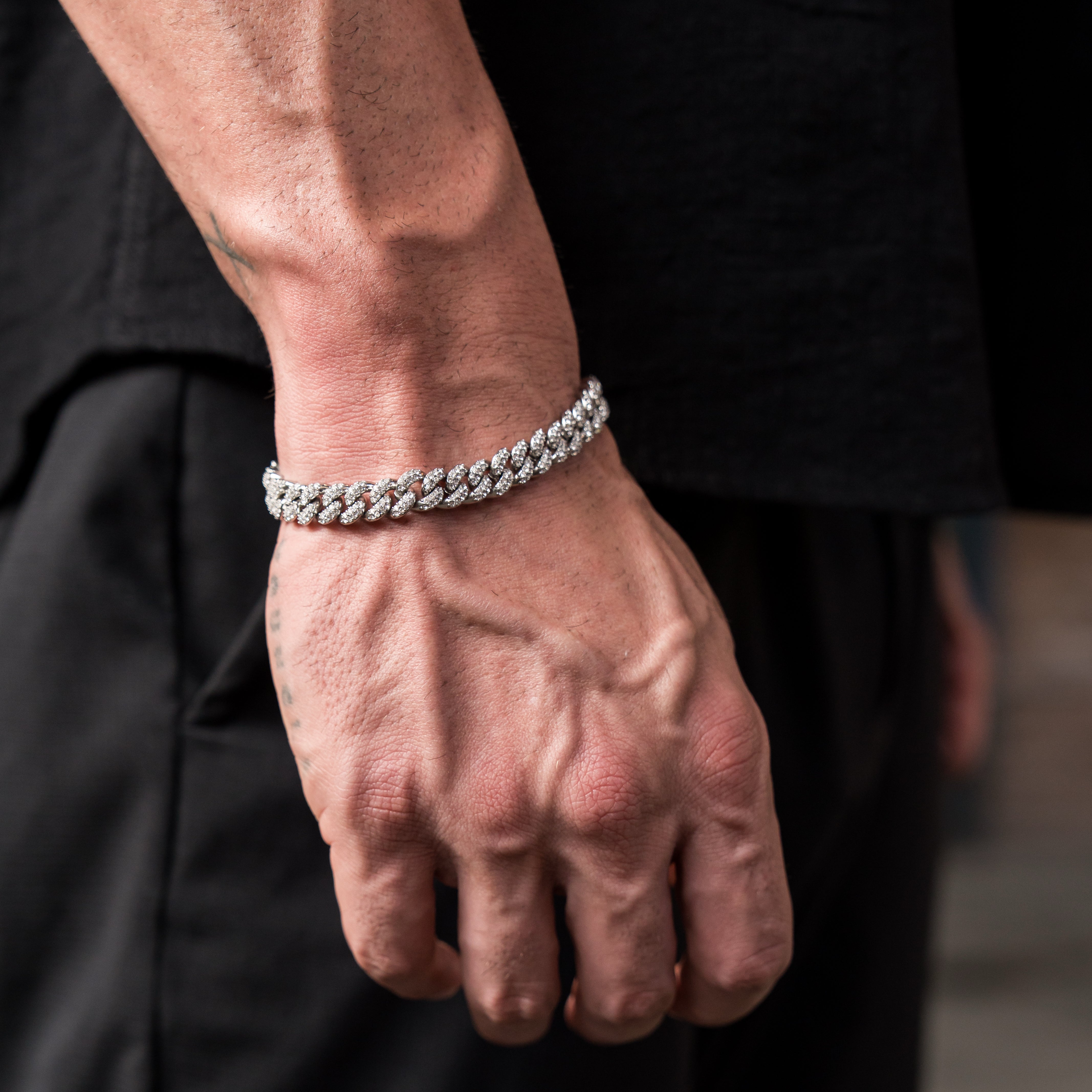 8MM ICED CUBAN BRACELET - SILVER