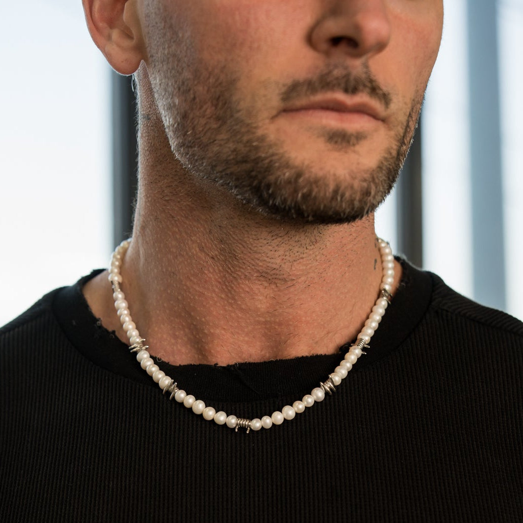 Barbed Wire Pearl Necklace - RG140