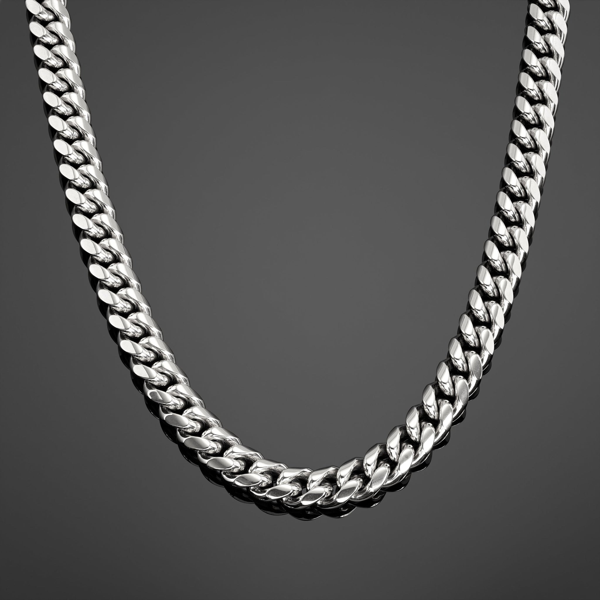 silver cuban link chain 12mm