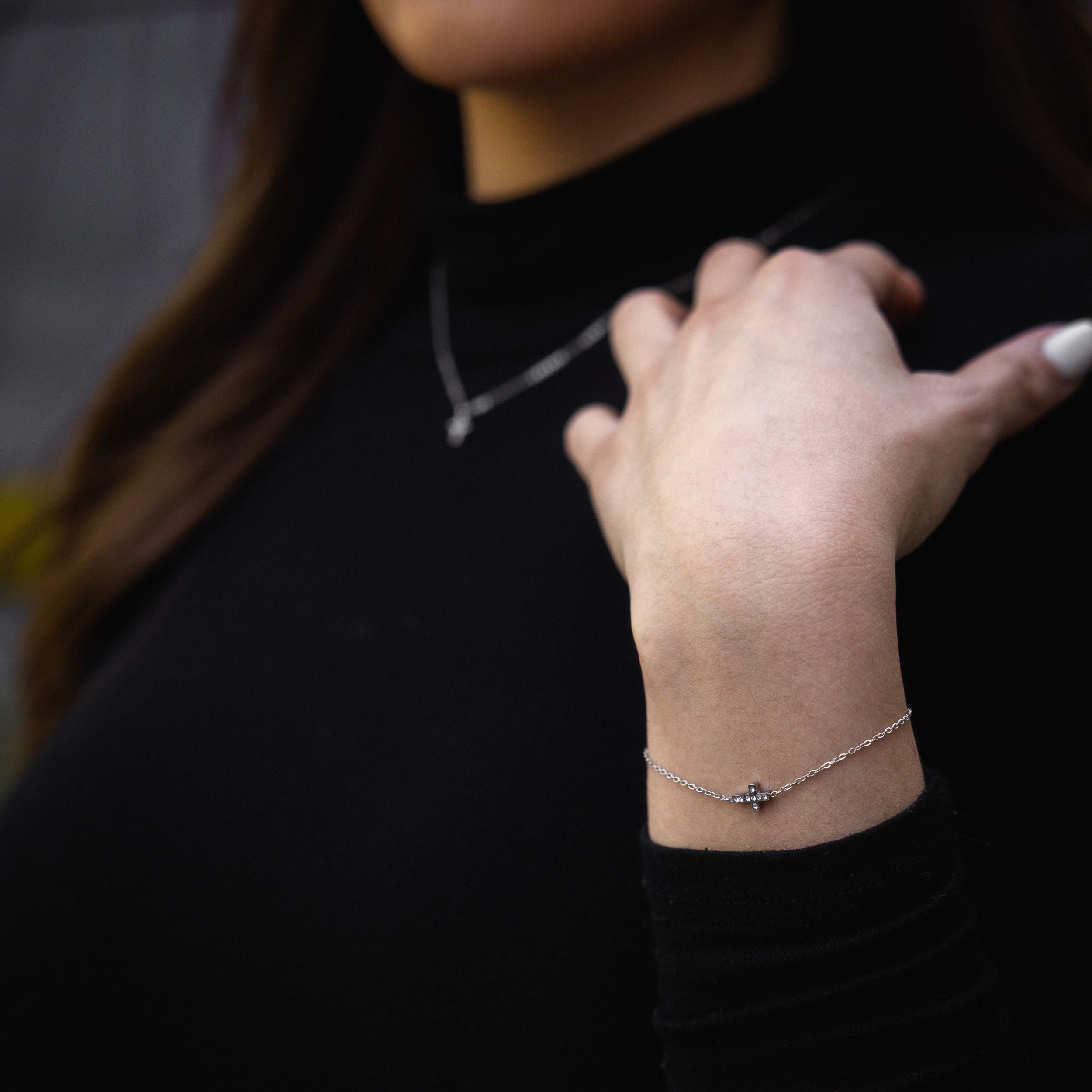 Diamond Cross Bracelet - Silver RG3005S - rgmntco