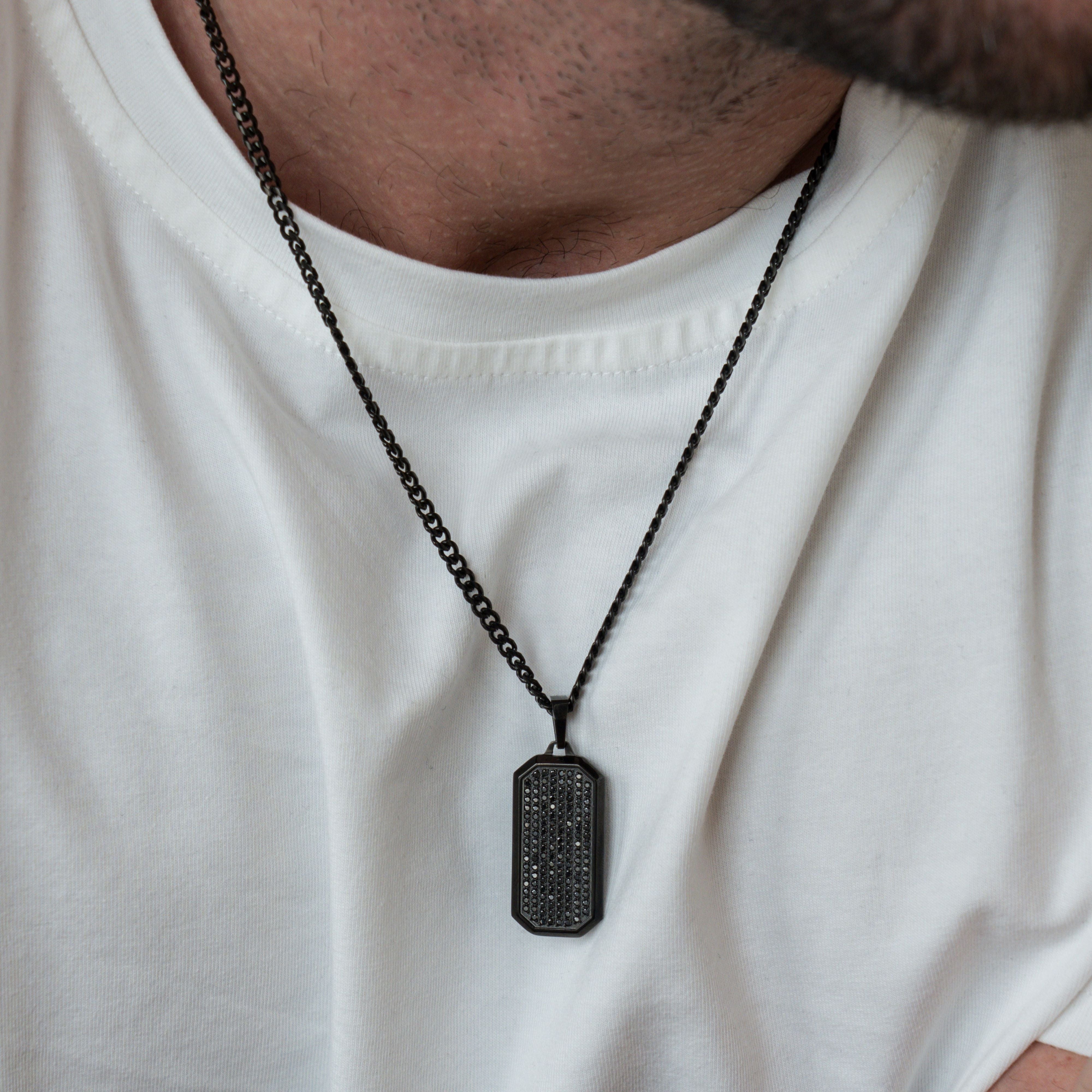Iced Dog Tag Pendant - Black RG190B - rgmntco