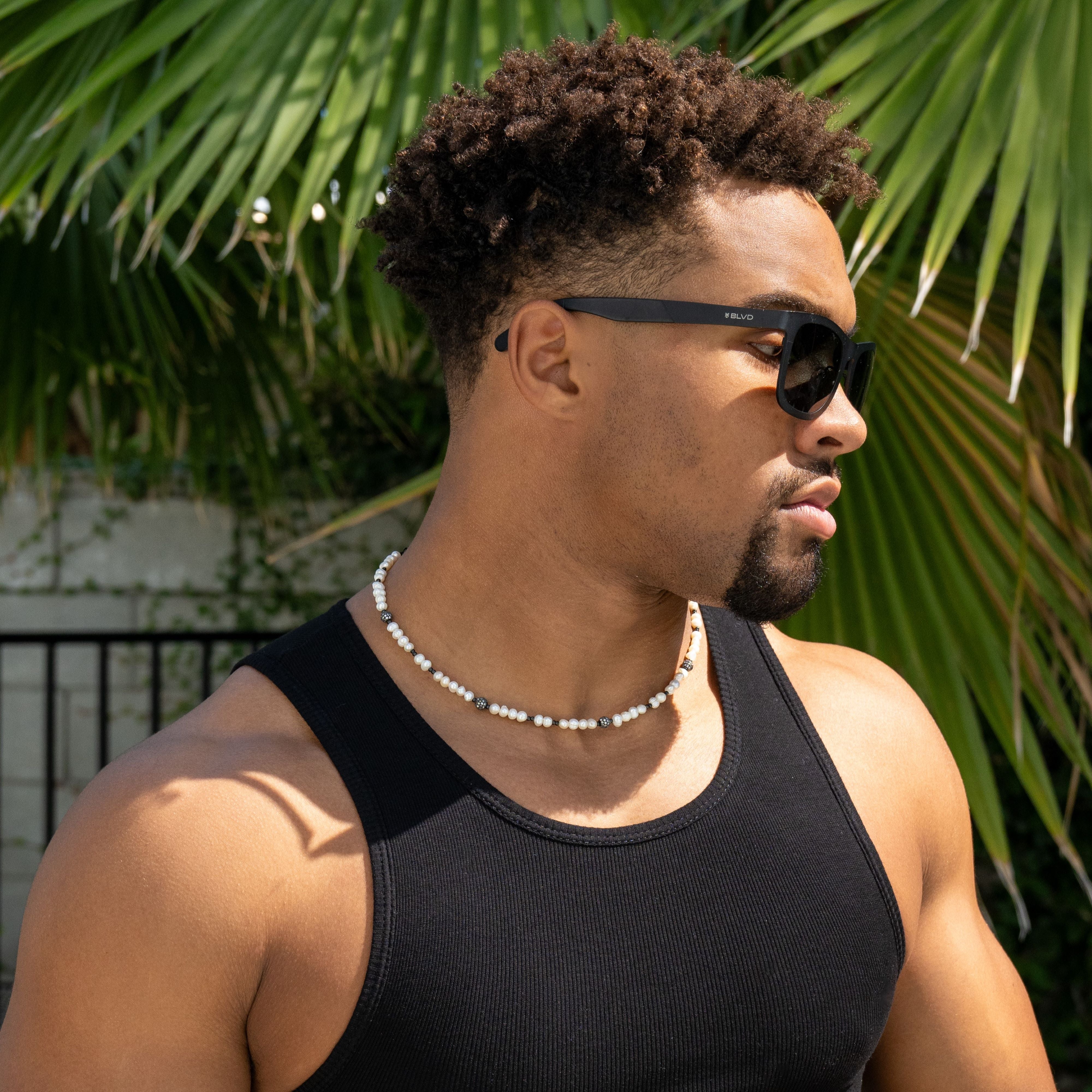 Iced Pearl Necklace - Black RG187B - rgmntco