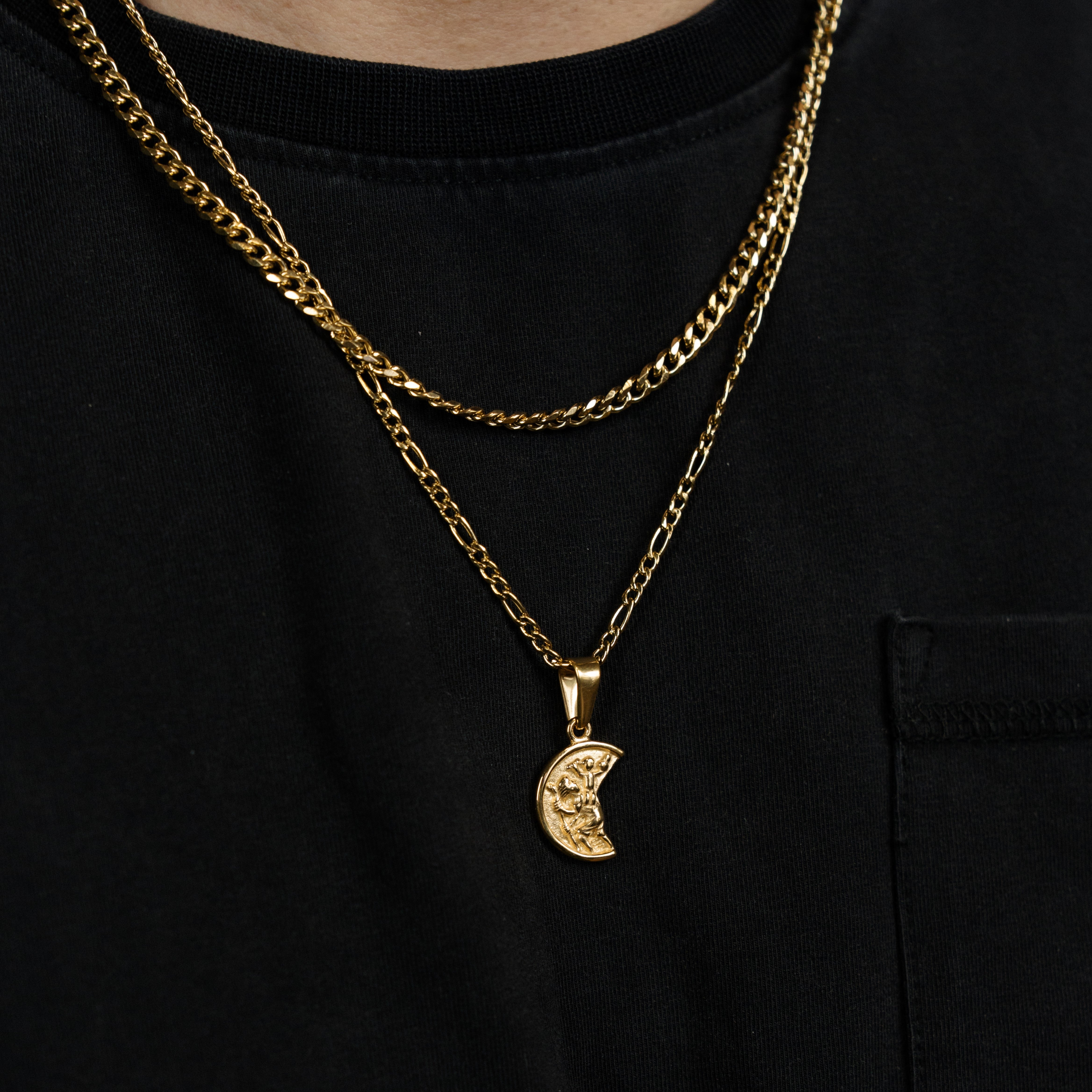 St. Christopher Arc Pendant Set - Gold RG1015G - rgmntco