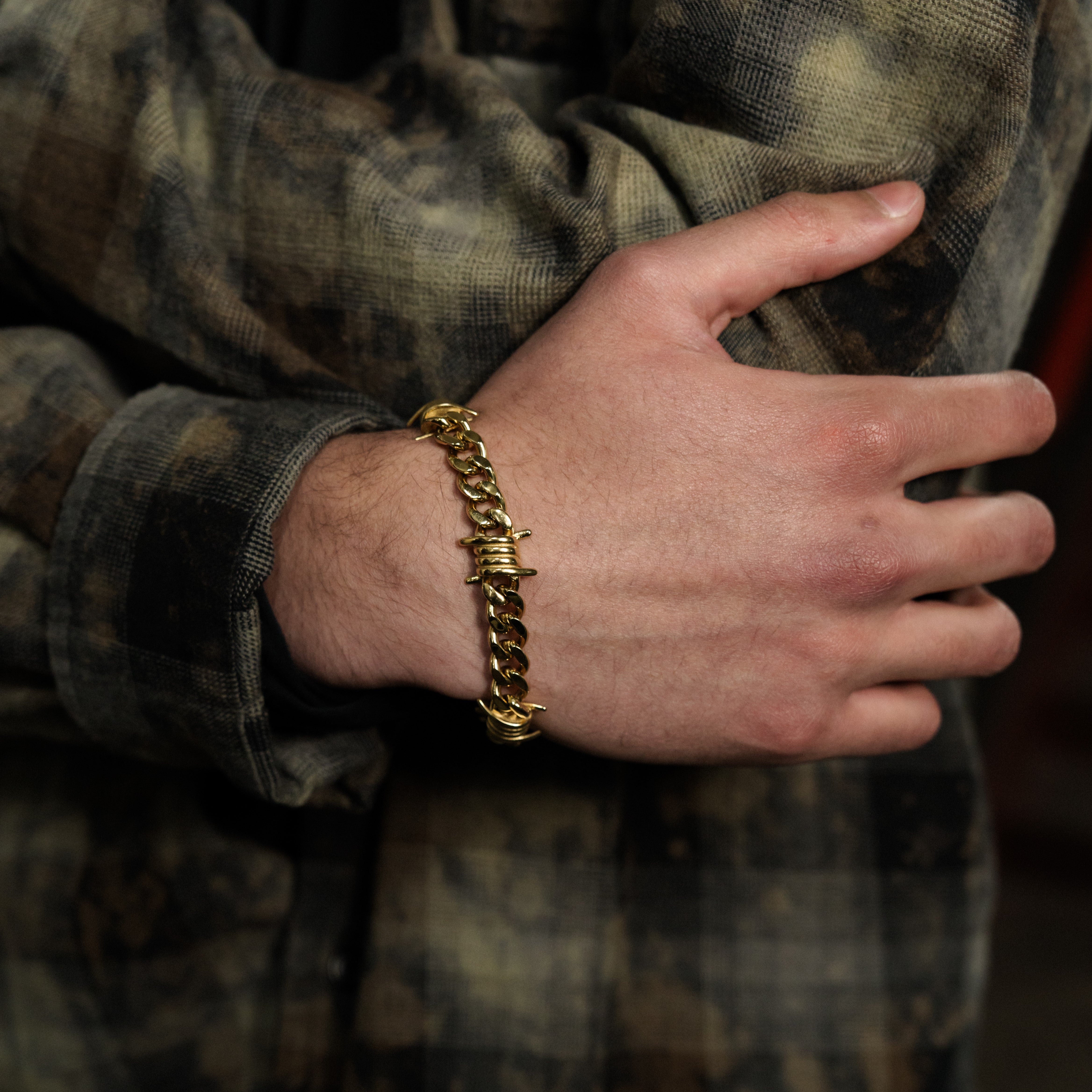 The Barbed Wire Cuban Bracelet - Gold RG398 - rgmntco