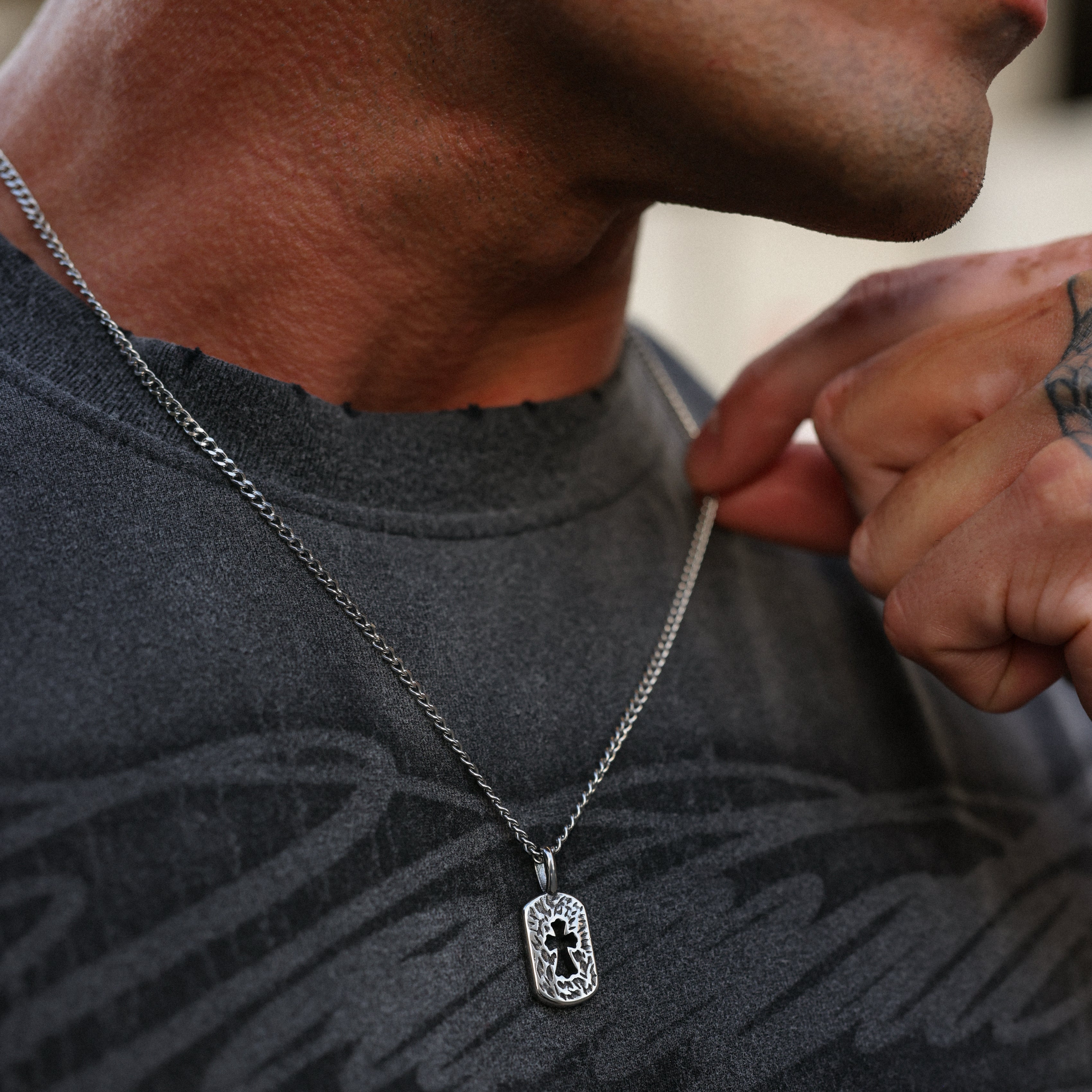 Ashen Cross Dog Tag
