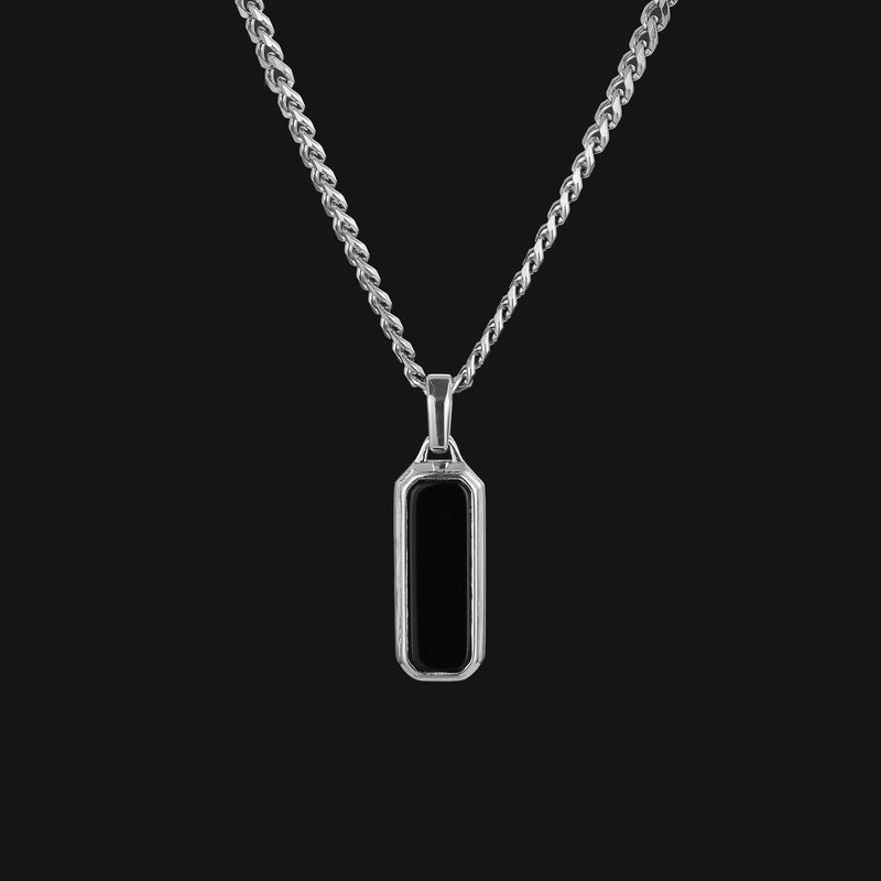 Black Onyx Stone Pendant - Silver RG178