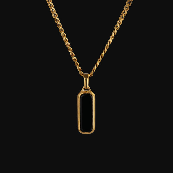 Black Onyx Stone Pendant - Gold RG179