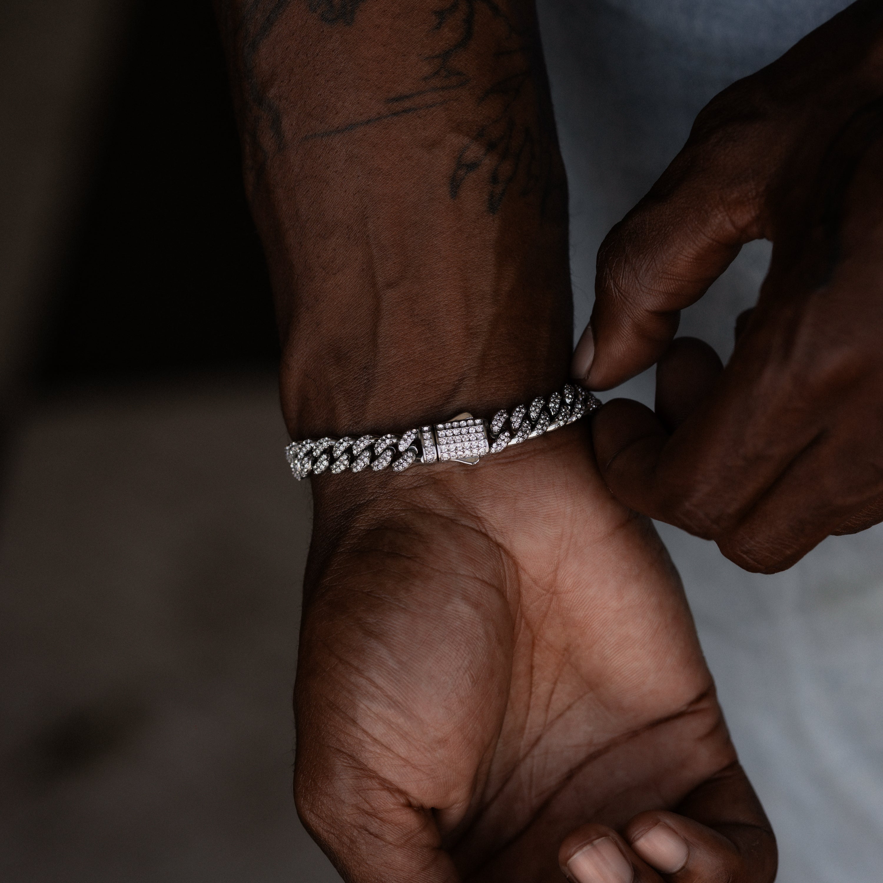 8MM ICED CUBAN BRACELET - SILVER