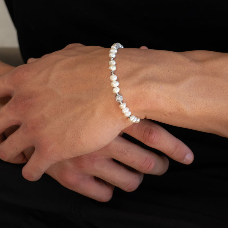 Iced Pearl Bracelet - Silver RG371S
