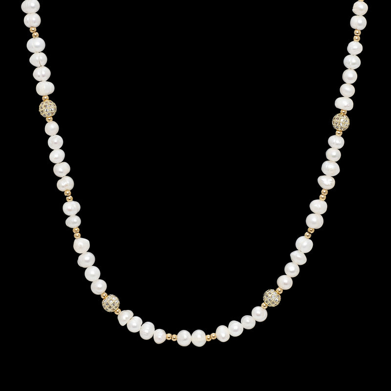 Iced Pearl Necklace - Gold RG187G