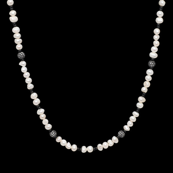 Iced Pearl Necklace - Black RG187B