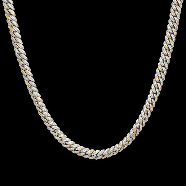 Two-Toned Iced Cuban Chain 10mm - Silver & Gold RG184