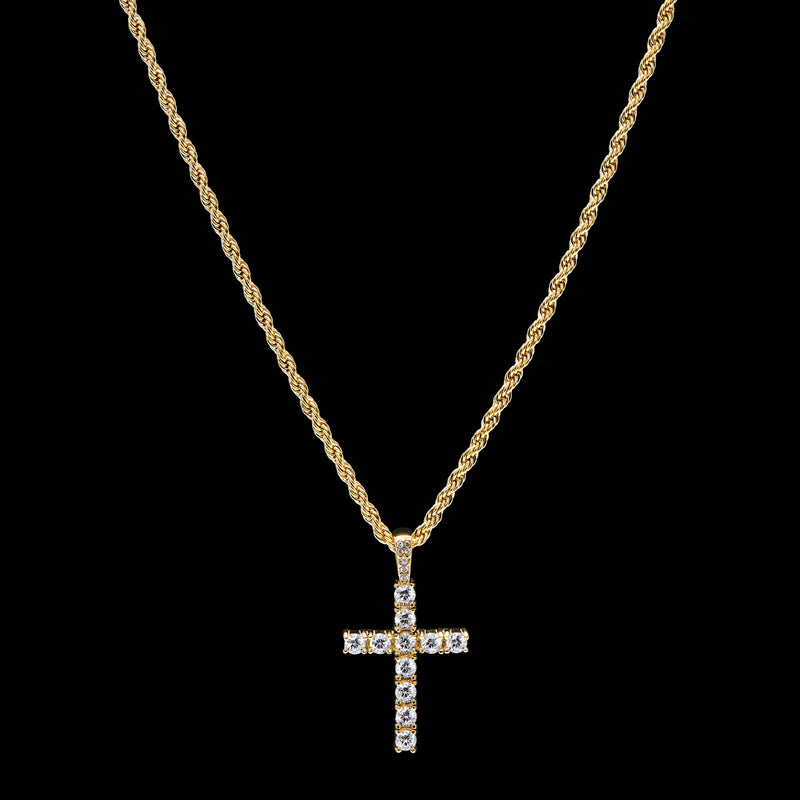 Iced Cross Pendant - Gold RG188G