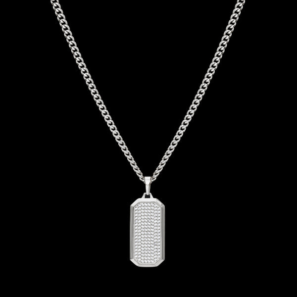 Iced Dog Tag Pendant- Silver RG190S