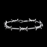 Iced Barbed Wire Bracelet - Silver RG370