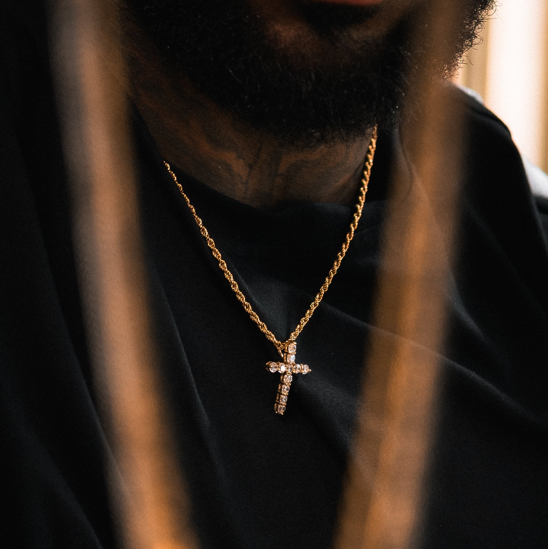 Mini Iced Cross Pendant - Gold RG111G
