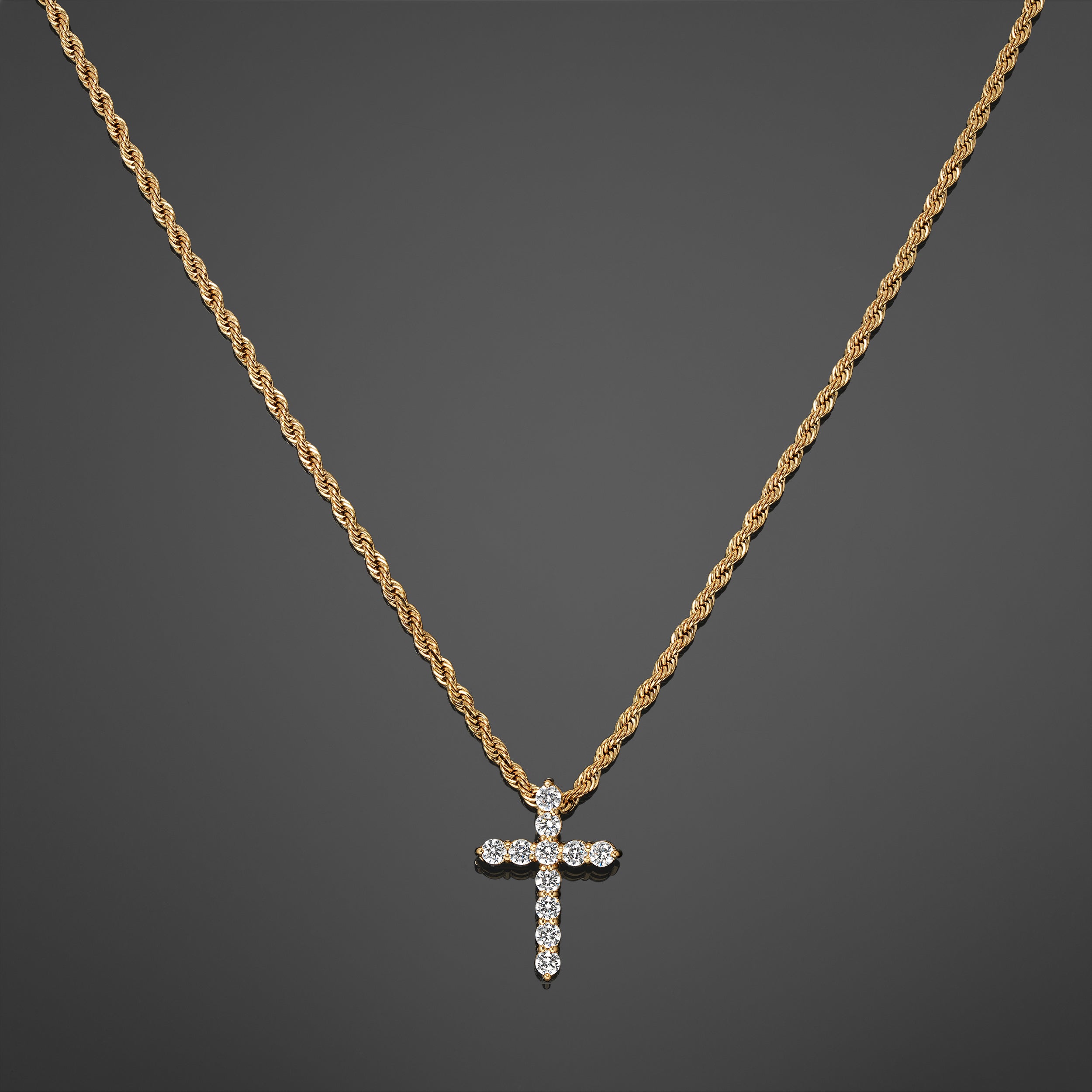 Mini Iced Cross Pendant - Gold RG111G