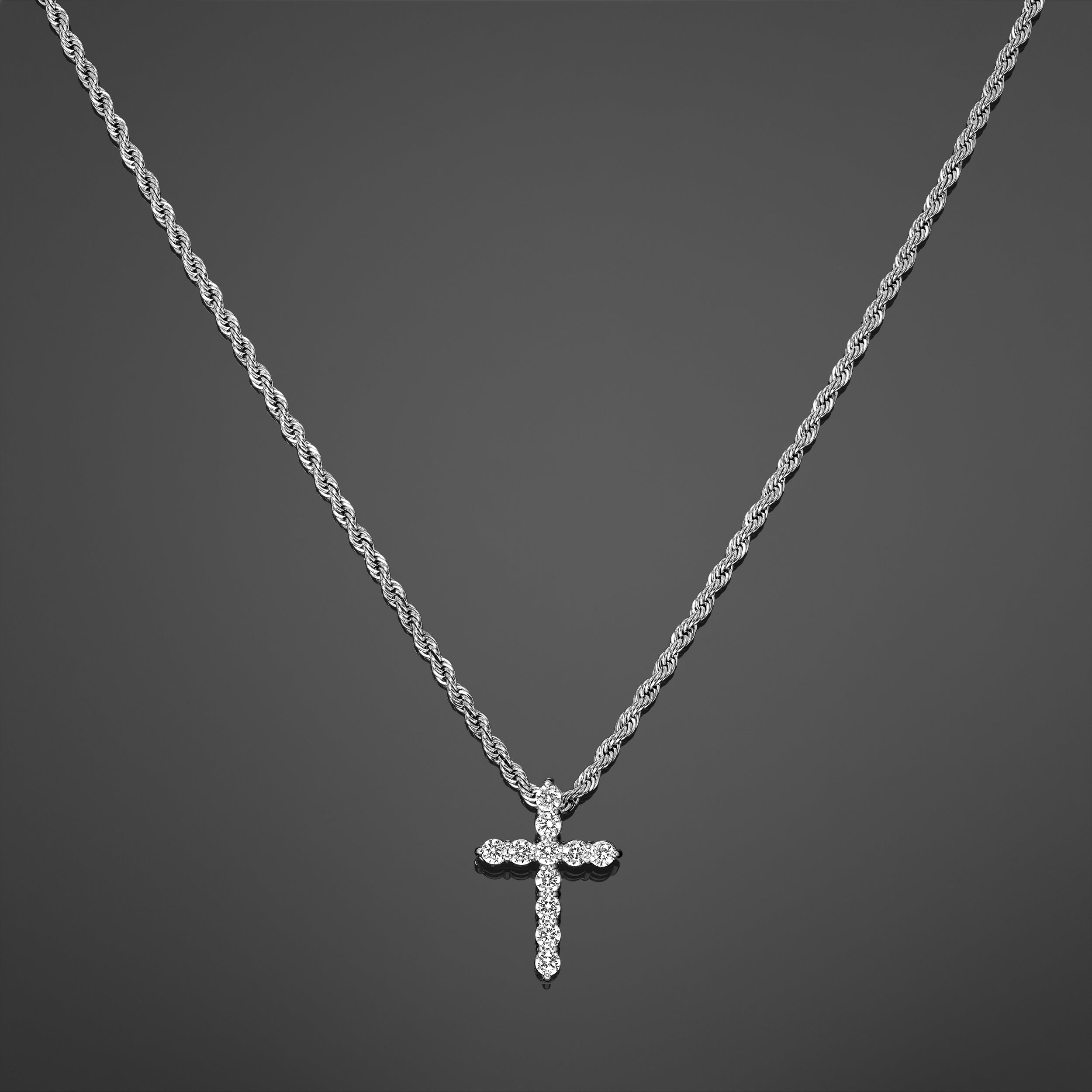 Mini Iced Cross Pendant - Silver RG111S