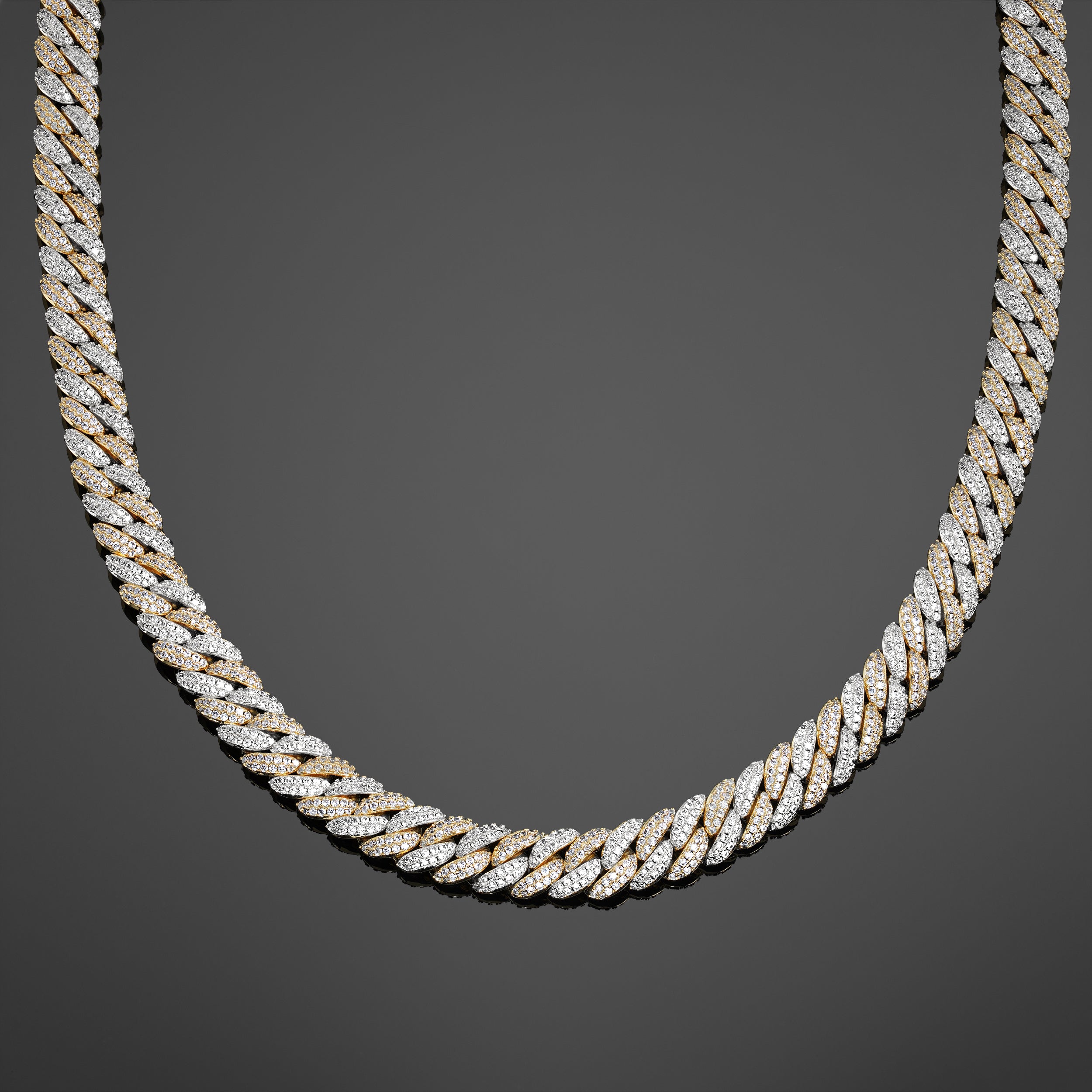 Two-Toned Iced Cuban Chain 10mm - Silver & Gold RG184