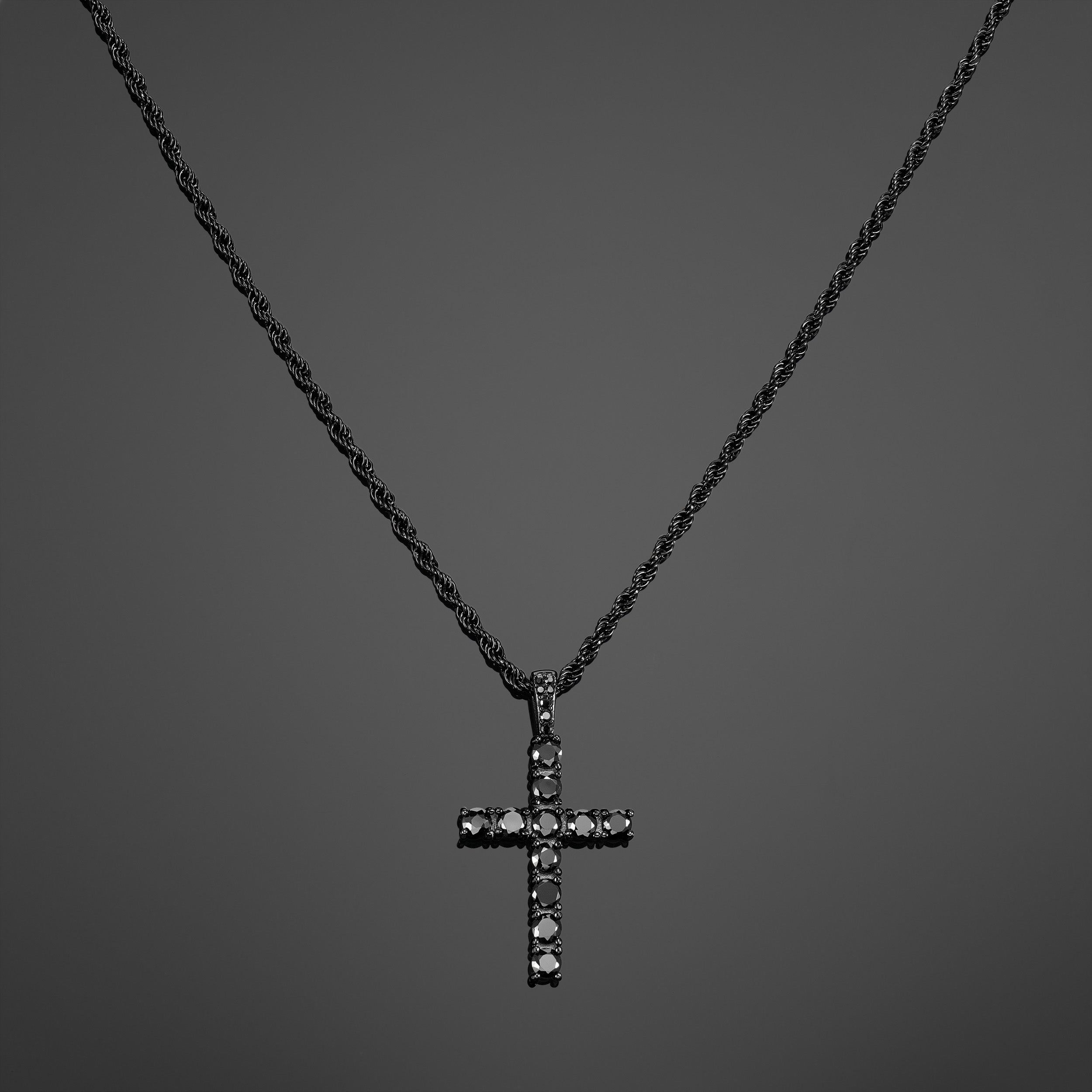 Iced Cross Pendant - Black RG188B