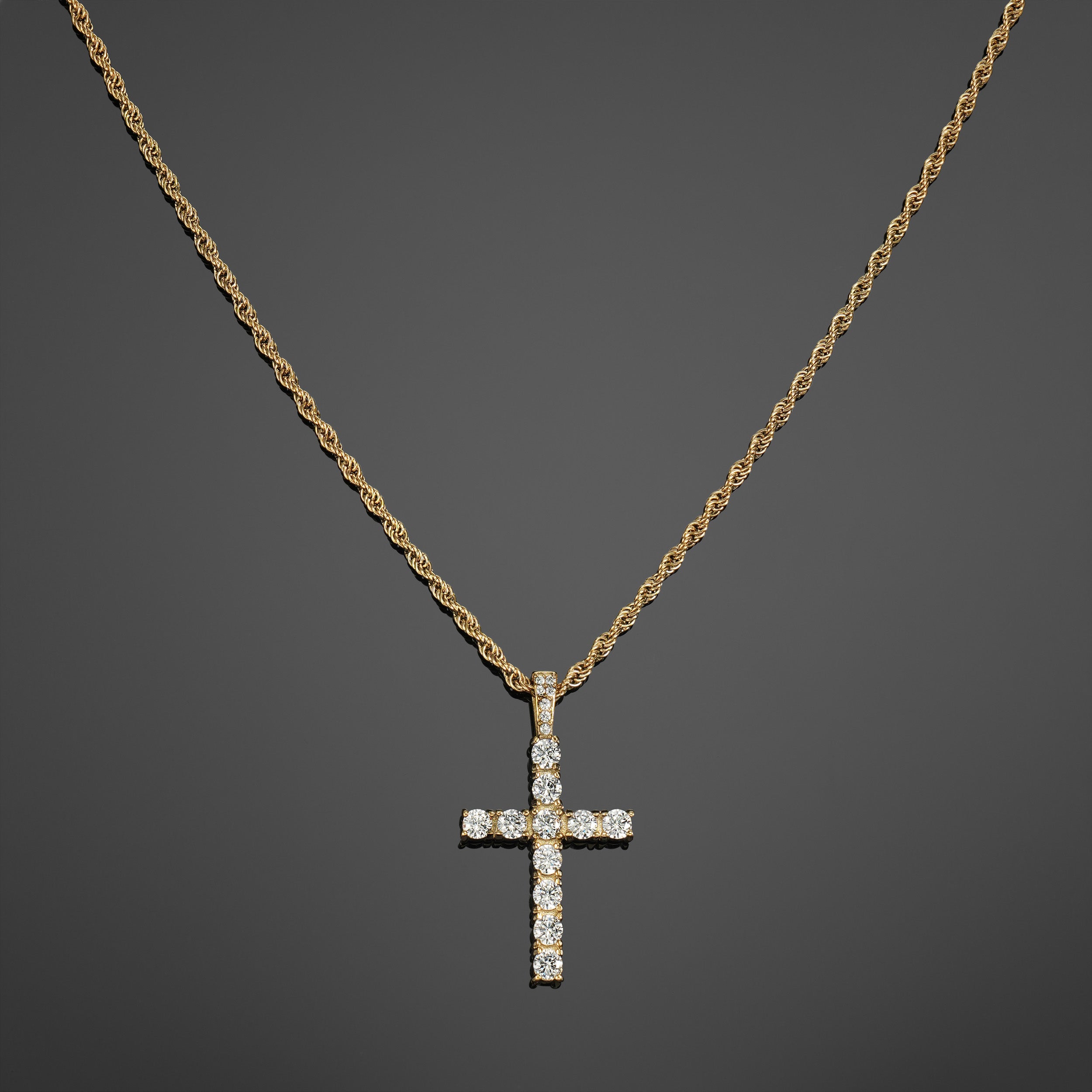 Iced Cross Pendant - Gold RG188G
