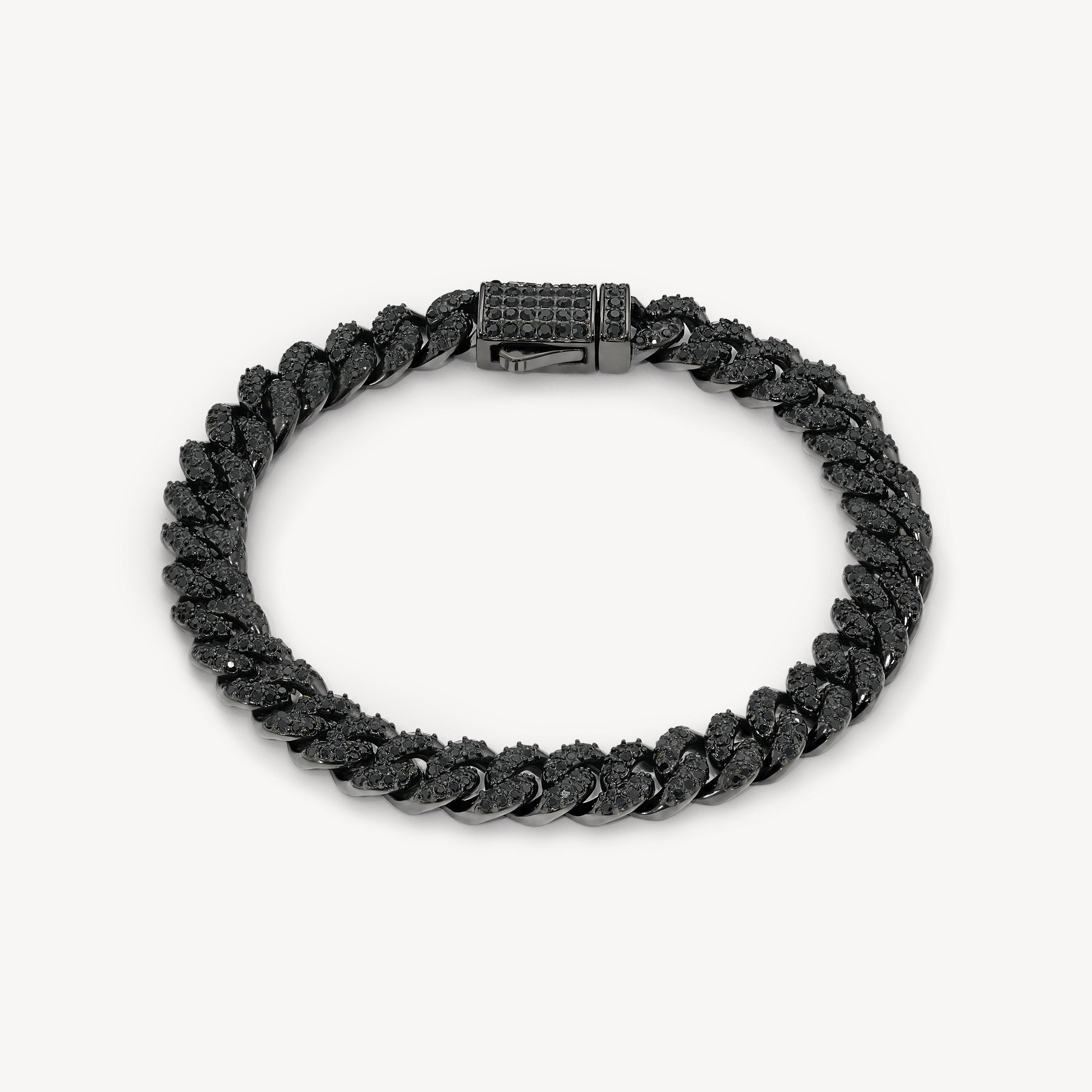 8MM ICED CUBAN BRACELET - Black
