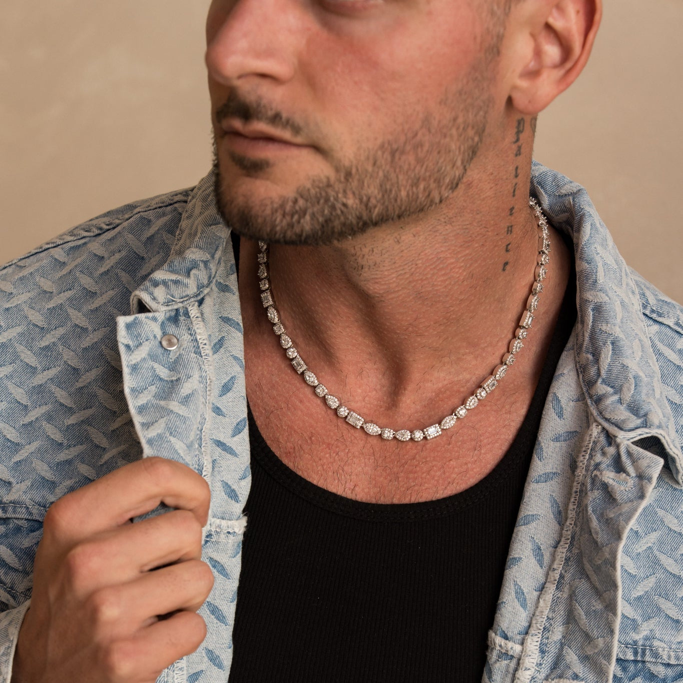 MIXED DIAMOND PAVE NECKLACE - RG108