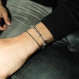 Iced Barb Wire Bracelet - Silver RG370