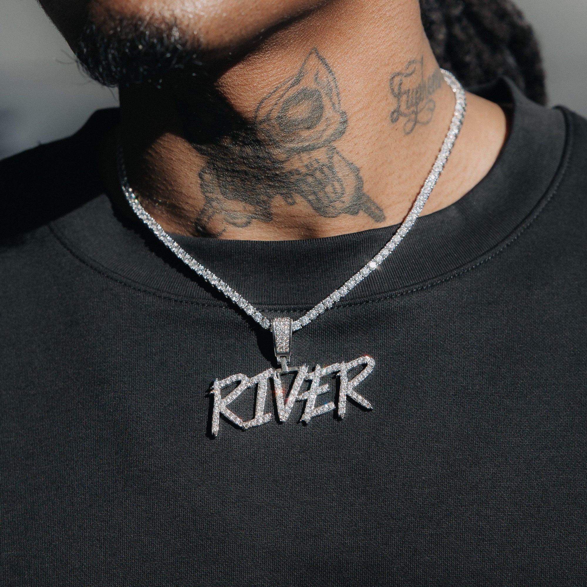 Custom Iced Name Pendant - Brush Font