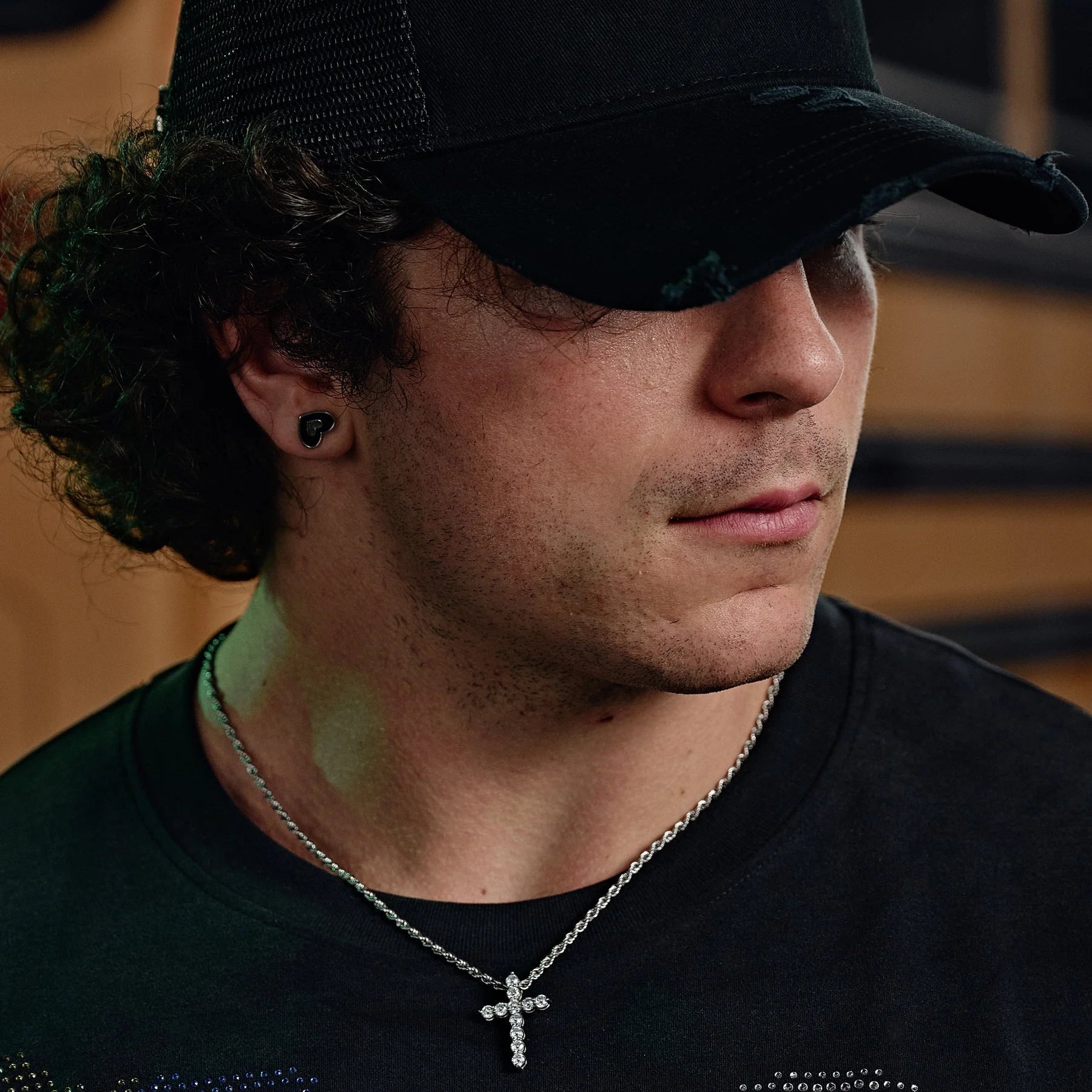 Mini Iced Cross Pendant - Silver RG111S