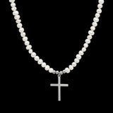 Bold Cross Pearl Necklace - Silver RG185S - rgmntco