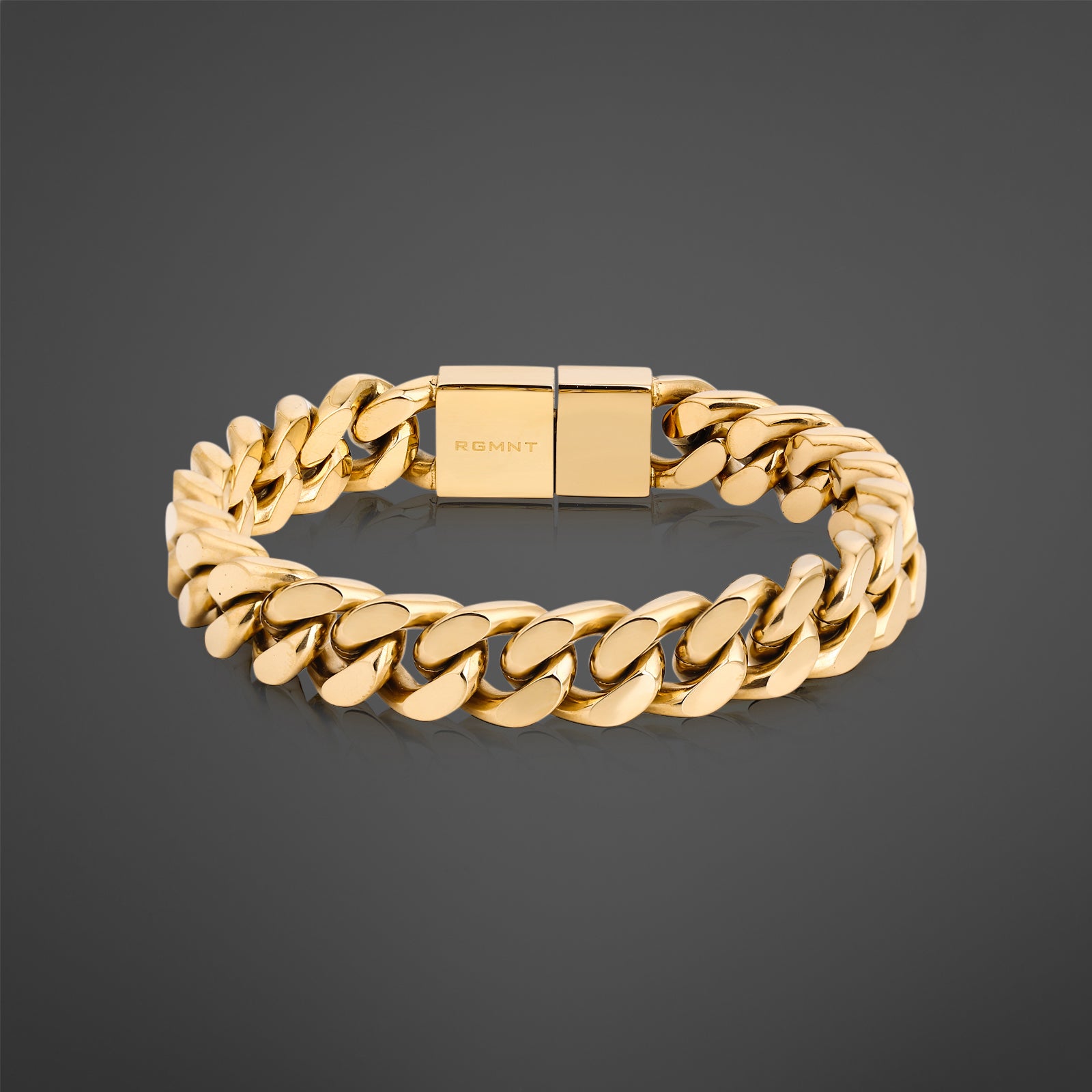 The Beveled Cuban Bracelet 11mm - Gold RG3007