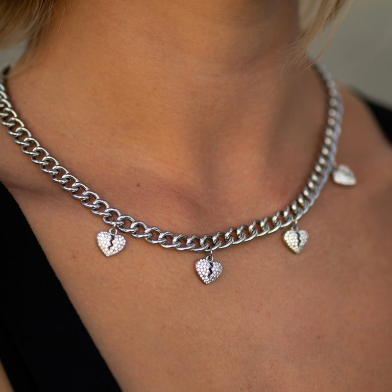 Broken Hearts Necklace - Silver RG1008S - rgmntco