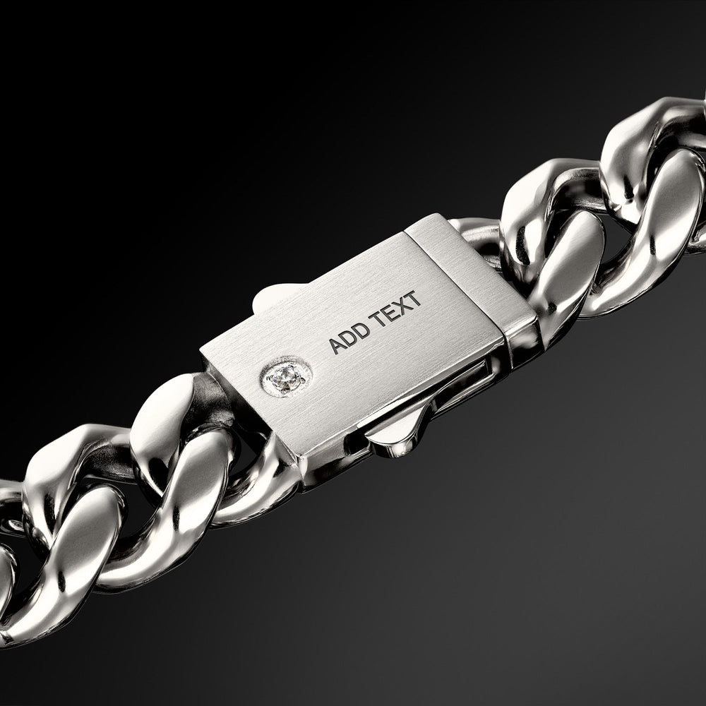 8mm Cuban link chain - White Gold Bonded Stainless Steel RG1001