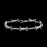 Iced Barbed Wire Bracelet - Silver RG370 - rgmntco