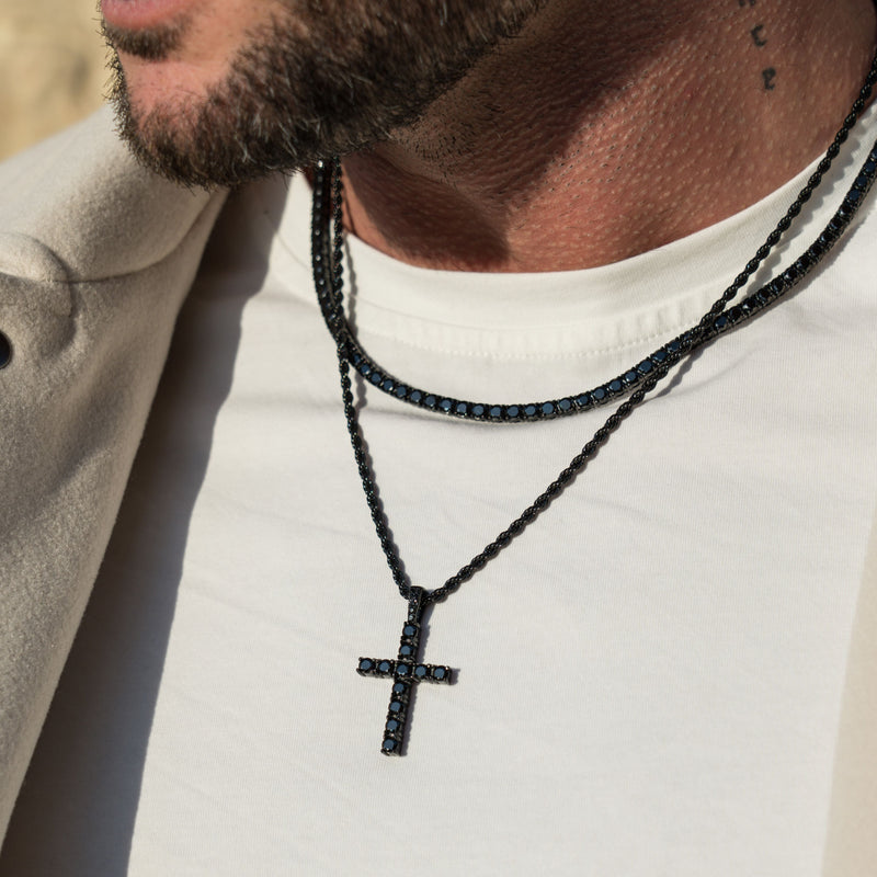 Iced Cross Pendant - Black RG188B - rgmntco