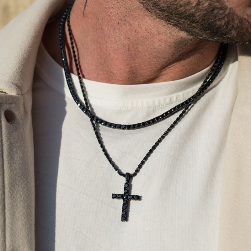 Iced Cross Pendant - Black RG188B - rgmntco