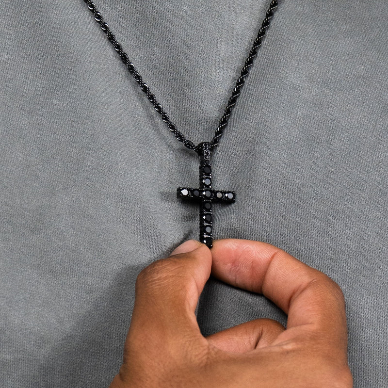 Iced Cross Pendant - Black RG188B - rgmntco